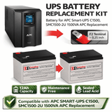 APC Smart-UPS C1500, SMC1500-2u 1500va Apc Replacement, 2 x 12V 12Ah UPS Batteries CB Range