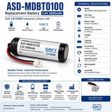 3.6V, 2600mah Insert battery for the ASD-MDBT0100, built with Saft LS14500 Cells PLC CB Generic