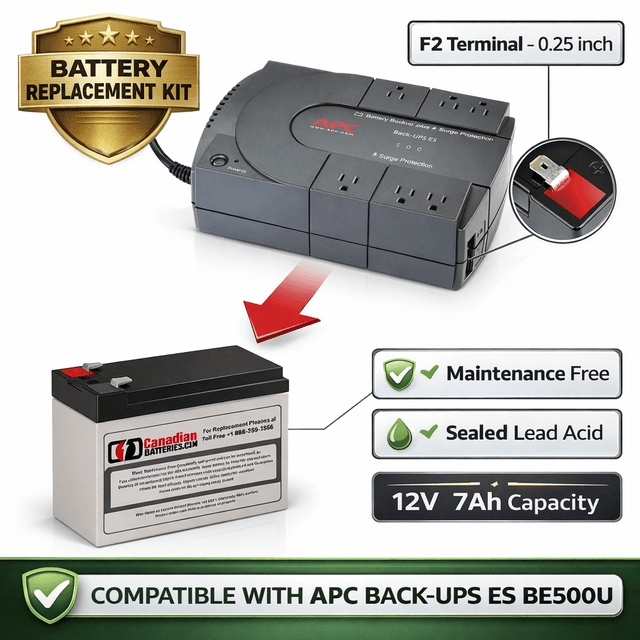 Be500u Apc Back UPS Es Battery, 1 x 12V 7Ah UPS Batteries CB Range