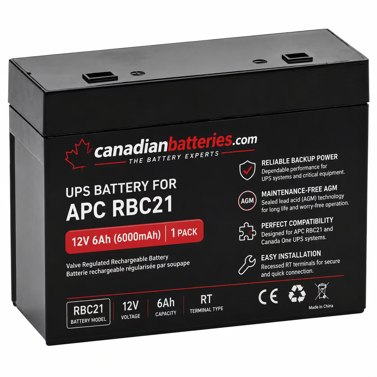 Apc Rbc21 Replacement UPS 12v 6ah Recessed Terminal Battery UPS Batteries CB Range