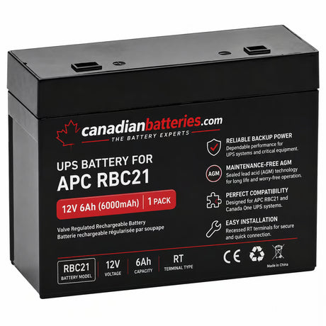 Apc Rbc21 Replacement UPS 12v 6ah Recessed Terminal Battery UPS Batteries CB Range