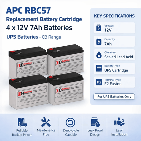 Apc Rbc57 Replacement Battery Cartridge 4 X 12v 7ah Batteries UPS Batteries CB Range