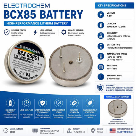 Battery Model Electrochem Bcx 85 3b50, Bcx723b50, Bcx853b50, 3b50, Bcx 72 3.9v, 1000 Mah - 3.9wh Other Batteries Electrochem