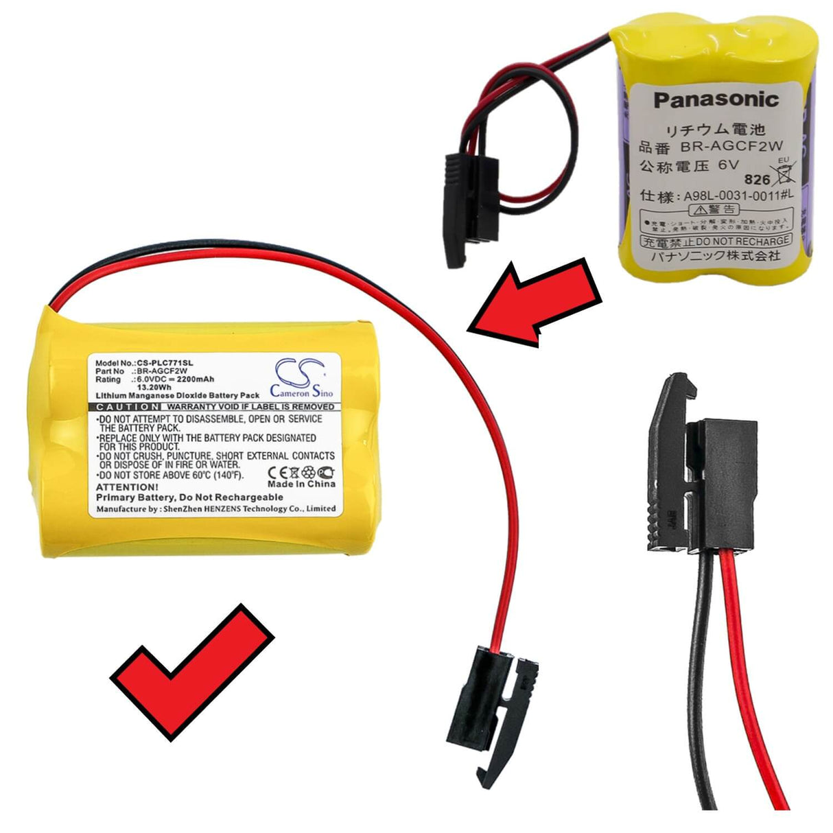 PLC Battery for Ge, A06b-6093-k001, A98l-0031-0011/l, Fanuc A98l-0031-0011/l 6v, 2200mah - 1.11wh PLC Cameron Sino Technology Limited