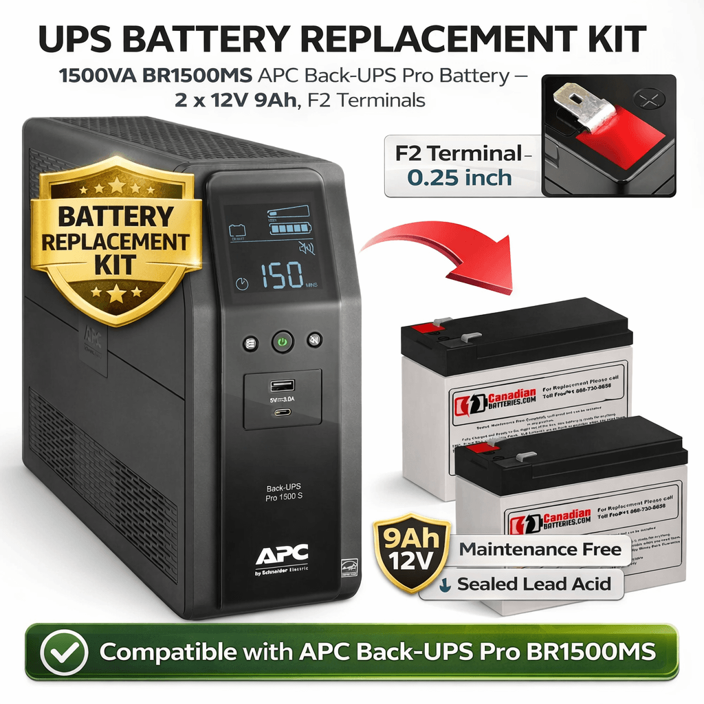 1500VA BR1500MS Apc Back UPS Pro Battery - 2 X 12V 9Ah UPS Batteries CB Range