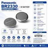 BR2330 Battery 3V Lithium Coin Cell 265mAh Panasonic Replacement Coin Cell Batteries Panasonic