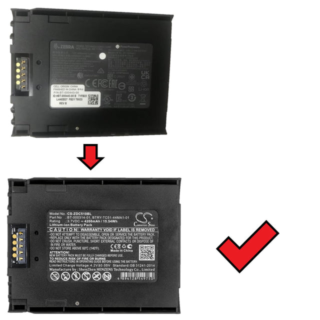 Barcode Scanner Battery For Zebra, BT-000443-00 fits Tc51, Tc510, Tc510k 3.7v, 4200mah - 15.54wh Barcode Scanner Cameron Sino Technology Limited