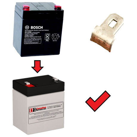 12V, 5Ah, replacement battery for Bosch D1250 with F1 terminals Sealed Lead Acid CB Generic