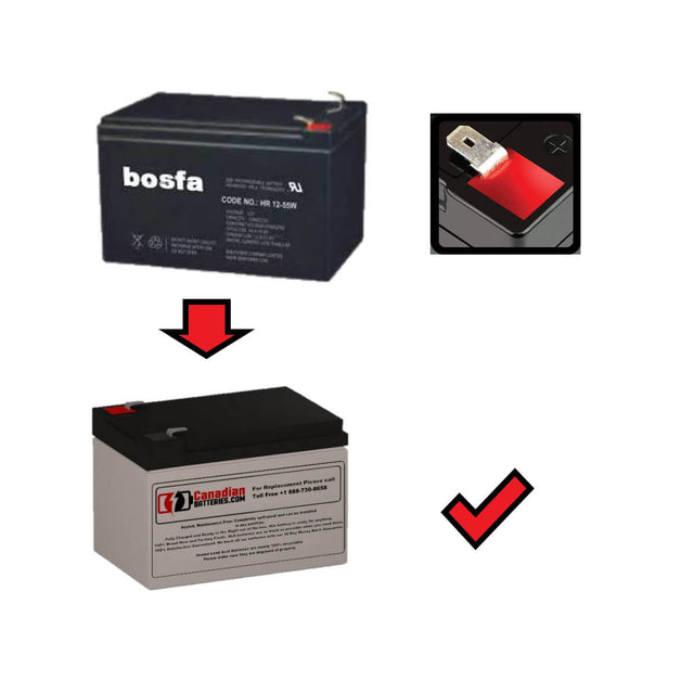 12V, 12Ah, replacement battery for Bosfa Hr12-55w with F2 terminals Sealed Lead Acid CB Generic