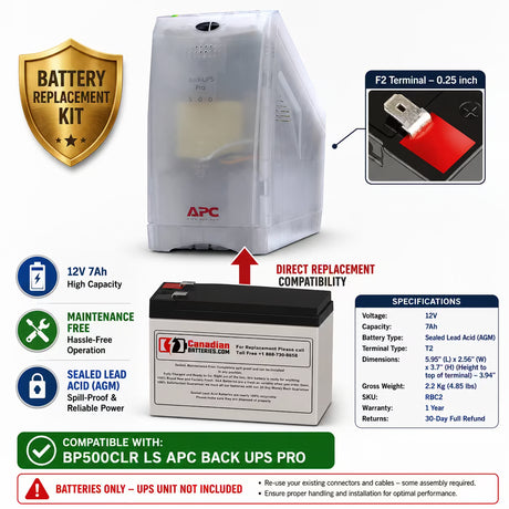 UPS Battery for BP500CLR LS APC Back UPS Pro – 12V 7Ah AGM Replacement UPS Batteries CB Range