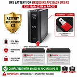 APC BR1200RS Back-UPS RS Replacement Battery Kit 12V 9Ah 2 Pack UPS Batteries CB Range