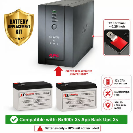 APC BX900R XS Replacement Battery 2-Pack 12V 7Ah UPS Batteries CB Range
