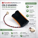Two Pin Battery For 2/vh4000 2.4v, 4000 Mah - 9.6wh Other Batteries BB Generic