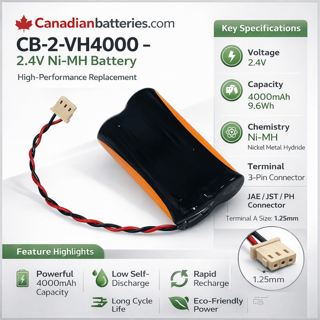 Two Pin Battery For 2/vh4000 2.4v, 4000 Mah - 9.6wh Other Batteries BB Generic