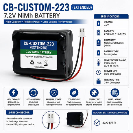 Battery For 2gig-batt1x Extended 7.2v, 2700 Mah - 19.44wh Other Batteries BB Generic