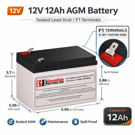 Battery for Su1000net 1000 APC Smart UPS 12V 12Ah RBC6 UPS Batteries CB Range