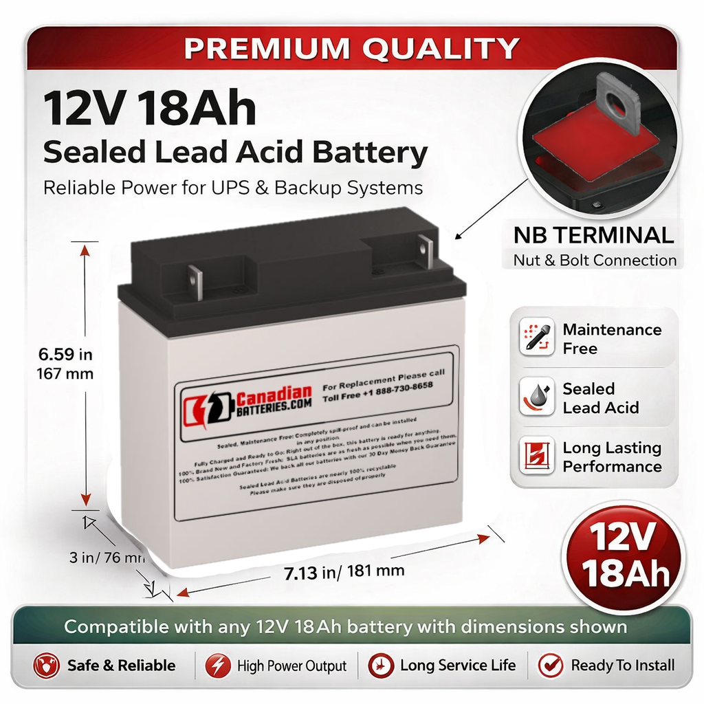 Battery for APC SUA1500 1500VA Smart UPS RBC7 Replacement Kit – 12V 18Ah AGM Batteries UPS Batteries CB Range