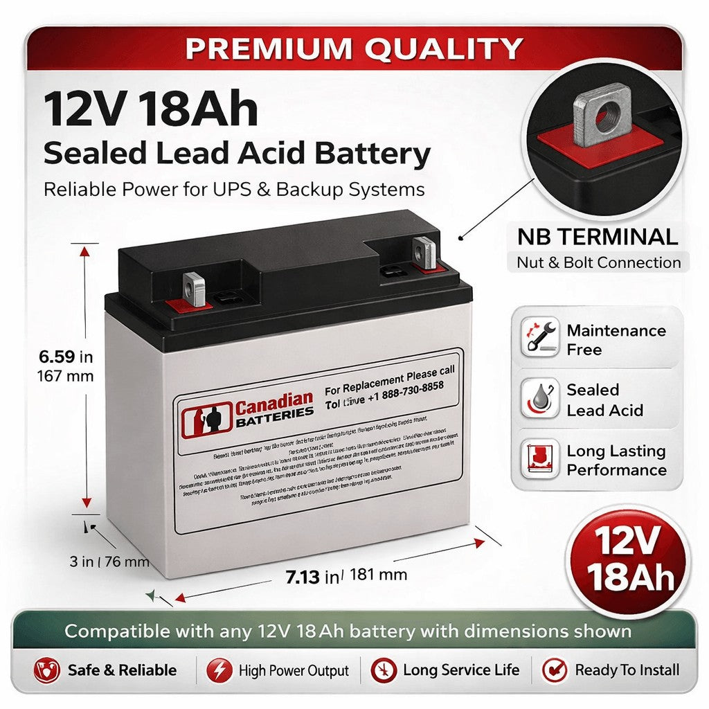 Batteries For SUA5000RMT5U, APC Smart-UPS 5000VA 208V Rackmount/Tower UPS, 8 X 12v, 18ah UPS Batteries CB Range