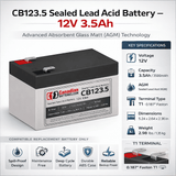 12 Volt 3.5 Amp Hour Sealed Lead Acid Battery Sealed Lead Acid BB Generic