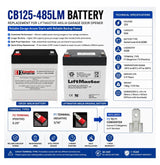 Liftmaster 485LM garage door opener battery, 12V 5Ah Sealed Lead Acid CB Generic F2 Terminal +VE - F1 Terminal -VE (Supplied 1x F2-F1 Converter)
