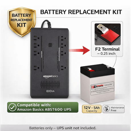 Battery For Amazon Basics, 600VA, 360W, 8 Outlet, UPS ABST600, 1 X 12v, 5ah - 60wh UPS Batteries CB Range