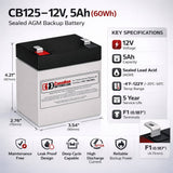 12V, 4.5Ah, replacement battery for Longway 6fm4 with F1 terminals Sealed Lead Acid CB Generic