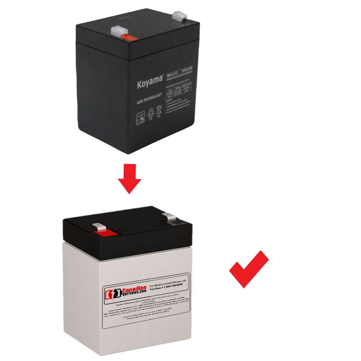 12V, 4Ah, replacement battery for Koyama Np4-12 with F2 terminals Sealed Lead Acid CB Generic