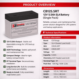 Battery For Cyberpower Cp625hg - Version 1 UPS, 1 X 12v, 5.5ah - 66wh UPS Batteries CB Range