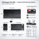 Battery For CyberPower 750VA SL750U UPS, 1 X 12v, 6ah - 750VA / 375W UPS Batteries CB Range