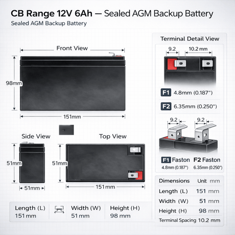 Battery For CyberPower 750VA SL750U UPS, 1 X 12v, 6ah - 750VA / 375W UPS Batteries CB Range