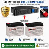 Batteries For Tripp Lite Smart1500lcd UPS, 2 X 12v, 7ah - 84wh UPS Batteries CB Range