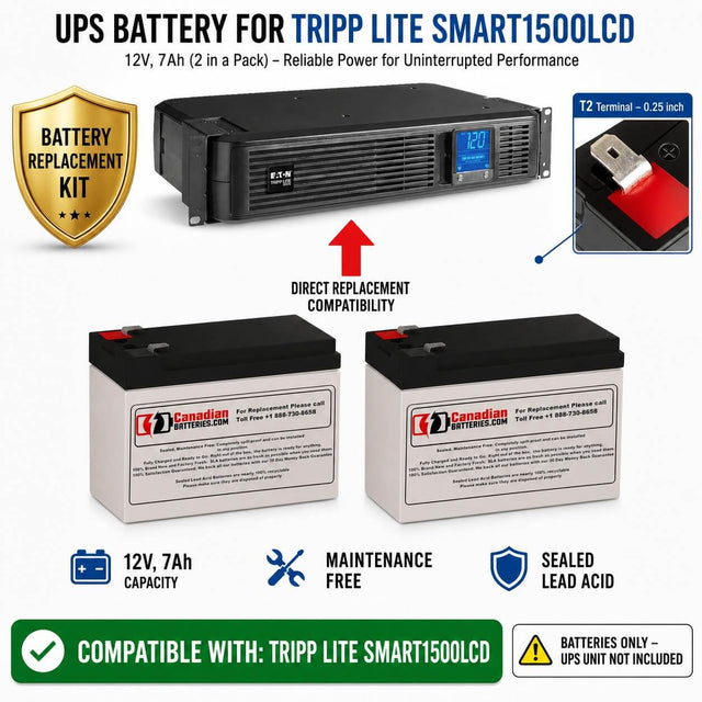 Batteries For Tripp Lite Smart1500lcd UPS, 2 X 12v, 7ah - 84wh UPS Batteries CB Range