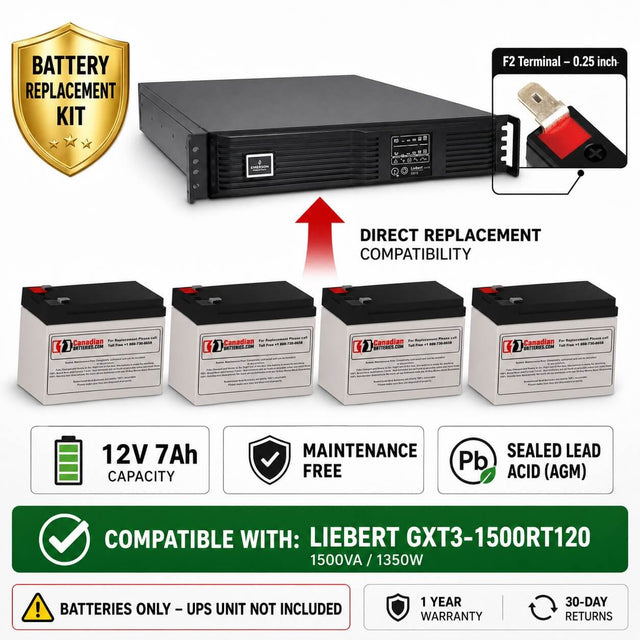UPS Batteries For Liebert Gxt3-1500rt120 - 1500va/1350w UPS, 4 X 12v, 7ah - 84wh UPS Batteries CB Range