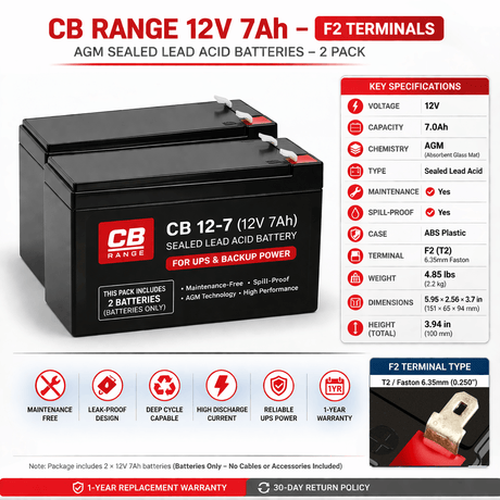 Batteries For Cyberpower Pr750lcd UPS, 2 X 12v, 7ah - 84wh UPS Batteries CB Range