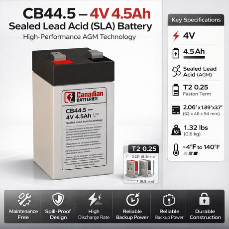 4 Volt 4.5a/h (4v 4.5ah) Rechargeable Sealed Lead Acid Battery Sealed Lead Acid BB Generic