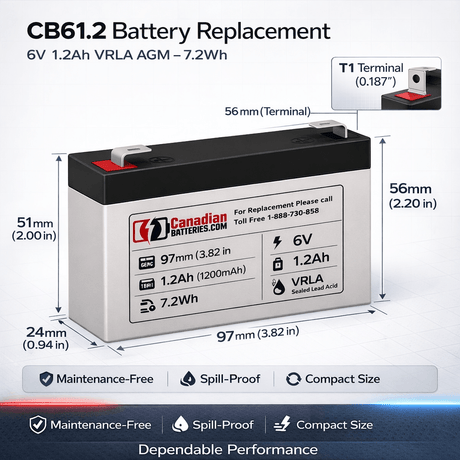 6 Volt 1.2 Amp Hour Sealed Lead Acid Battery Sealed Lead Acid CB Generic
