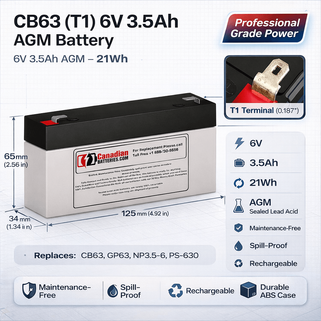 6 Volt 3.5 Amp Hour Sealed Lead Acid Battery Sealed Lead Acid (Special) BB Generic