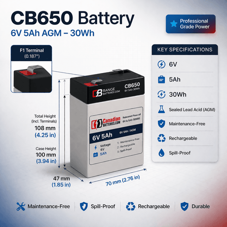 Battery For Opti-UPS Cs385b UPS, 1 X 6v, 5ah - 30wh UPS Batteries CB Range
