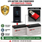 CyberPower CP1350PFCLCD 1350VA UPS Battery Replacement Kit 2-Pack 12V 9Ah UPS Batteries CB Range