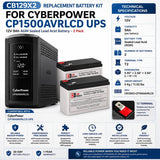 CyberPower CP1500AVRLCD UPS Replacement Battery Kit – 2 x 12V 9Ah AGM Batteries | CB129X2 UPS Batteries CB Range