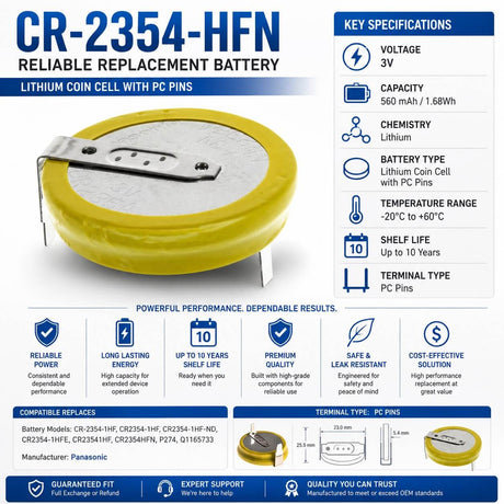 Button Battery Cr-2354-1hf,cr2354-1hf-nd, Cr2354hfn 3v, 560 Mah - 1.68wh Coin Cell Batteries Panasonic