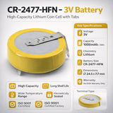 Button Battery - Cr-2477/hfn, Cr-2477-1hf, Cr-2477-1hfe, Cr2477-1hf 3v, 1000 Mah - 3wh Coin Cell Batteries Panasonic