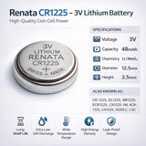 Cr1225 3 Volt Lithium Battery Replacement Coin Cell Batteries Renata