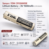 Battery Model Sanyo / Fdk Cr12600se,fdk 3v, 1500 Mah - 4.5wh CR12600SE BB Generic