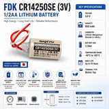 Battery Model Sanyo / Fdk Cr14250se, 1755-bat, Cr1/2aa, Cr14250, Cr14250set 3v, 850 Mah - 2.55wh Other Sanyo / FDK With 6 Inch Fly Leads