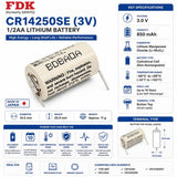 Battery Model Sanyo / Fdk Cr14250se, 1755-bat, Cr1/2aa, Cr14250, Cr14250set 3v, 850 Mah - 2.55wh Other Sanyo / FDK With Single PC Pins (Like Axial)