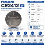 Panasonic CR2412 Battery 3V Lithium Coin Cell Replacement Coin Cell Batteries Panasonic