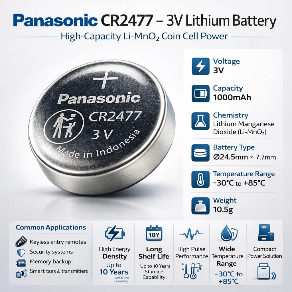 Panasonic Cr2477 3 Volt Lithium Battery Replacement Coin Cell Batteries Panasonic