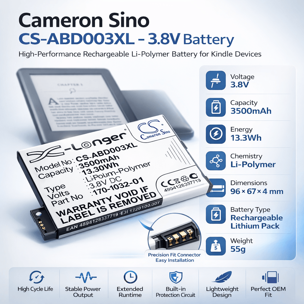 3500mah, E-Reader Battery For Amazon, Kindle 3, Kindle 3 Wi-fi, Kindle 3g, 3.7v, 9.62wh E-book, E-reader Cameron Sino Technology Limited