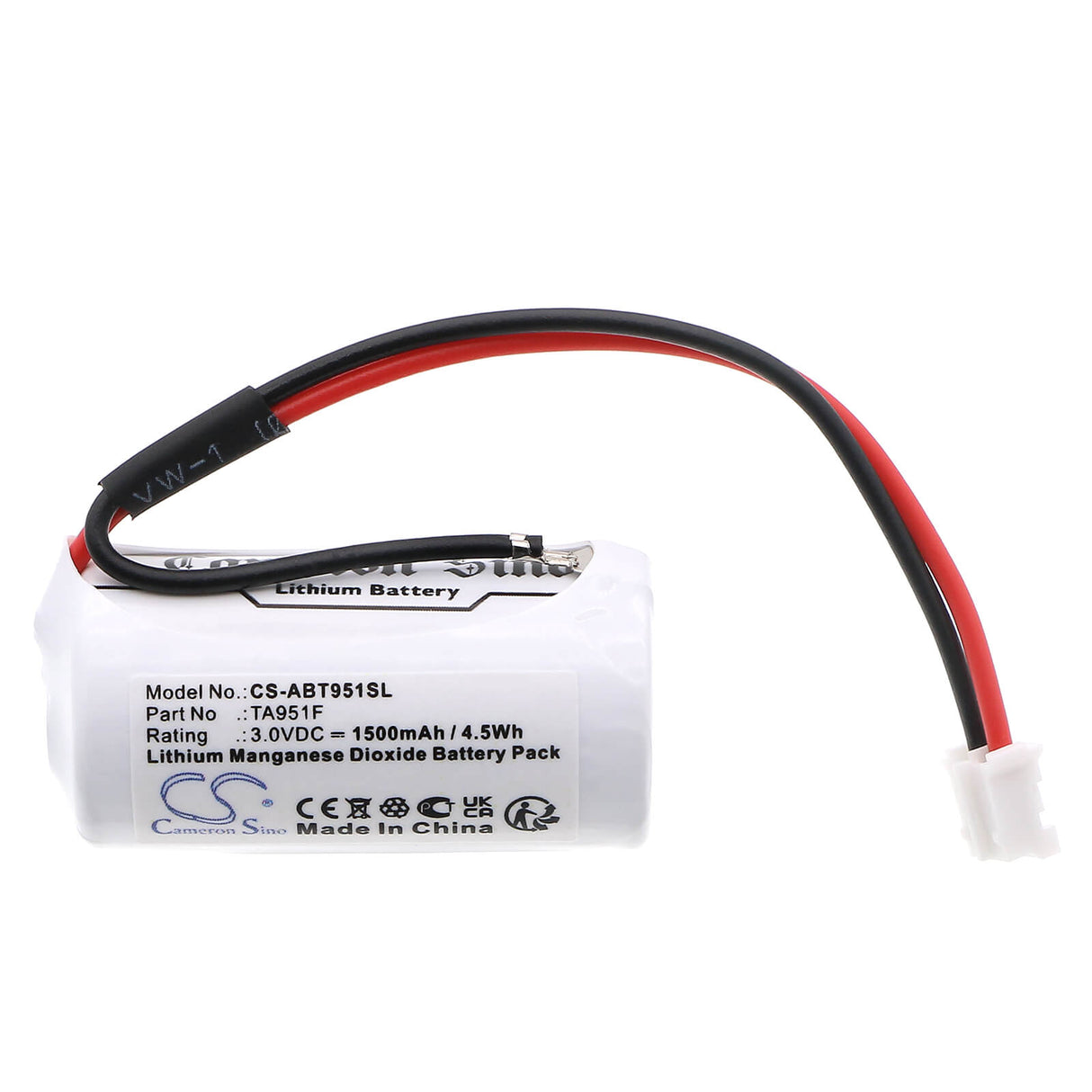 3.0V, Li-MnO2, 1500mAh, PLC battery fits Abb, 3bdh001030r0001, Ta951f, 4.5Wh PLC Cameron Sino Technology Limited
